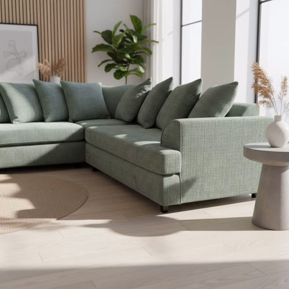Abakus Direct Ferguson Chenille Left-Facing Corner Sofa in Dark Green – 4