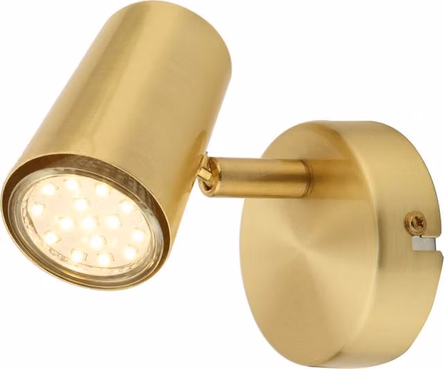 Litecraft Chobham Adjustable Cylinder Spotlight Wall Light in Brass