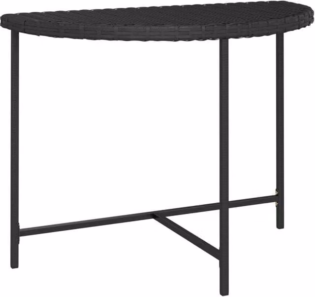 Berkfield Home Black Poly Rattan Garden Table, W: 100 cm, D: 50 cm, H: 75 cm – 1