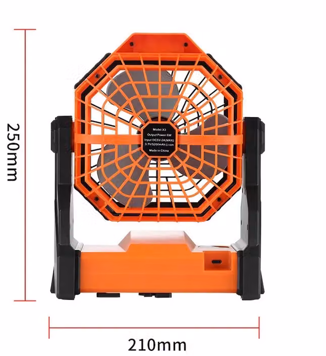 Leaper Rechargeable Mini Portable USB Outdoor Camping Tent Fan with Light in Orange – 10