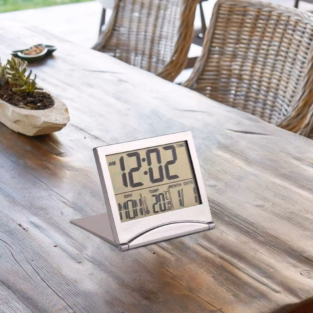 PAWNORA Digital LCD Screen Travel Alarm Clock in Silver – 2