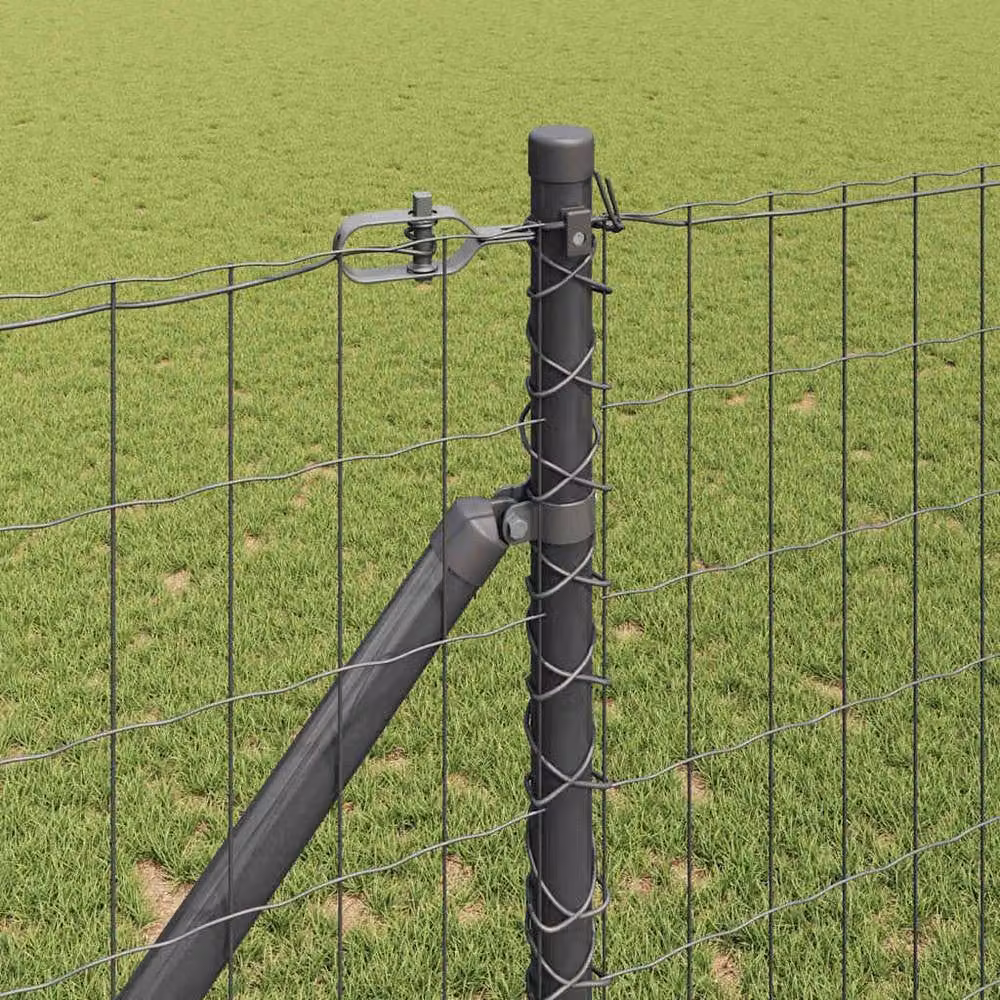 Berkfield Home Modern Euro Fence with 7 Spike Posts, Galvanised Steel, Dark Grey, W: 10 m, H: 1.2 m – 3