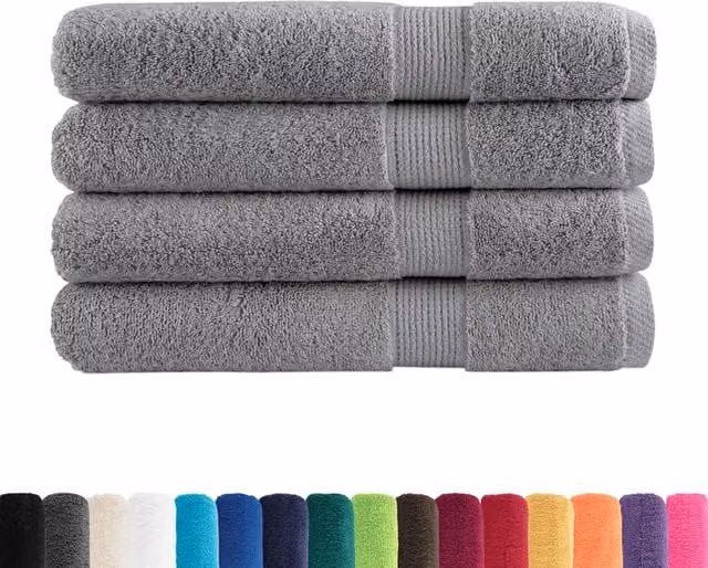 Berkfield Home SOLUND Premium Cotton Terry Towels, 4 Piece Set, Grey, W: 100 cm x L: 200 cm, 600gsm