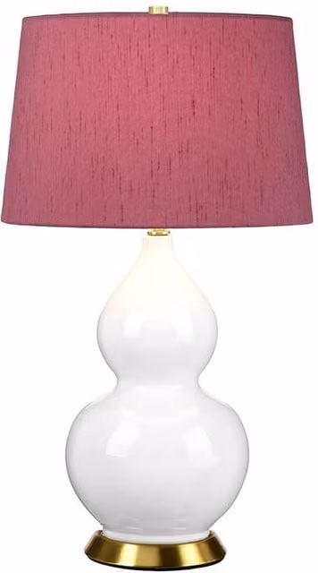 Netlighting Isla Table Lamp with Round Tapered Shade in Aged Brass, White and Purple