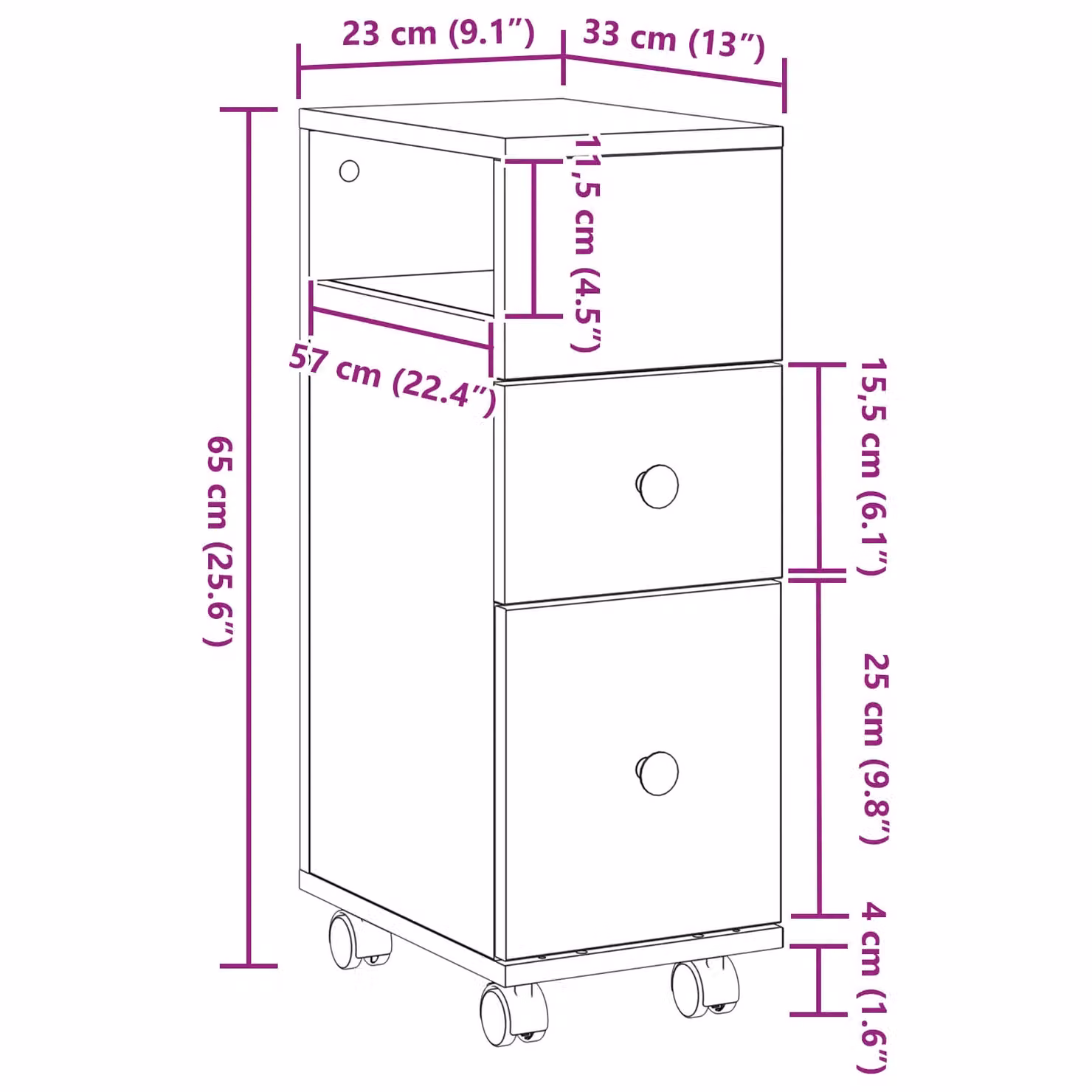Berkfield Home Narrow Bathroom Cabinet with Wheels in Black Oak Engineered Wood – 5