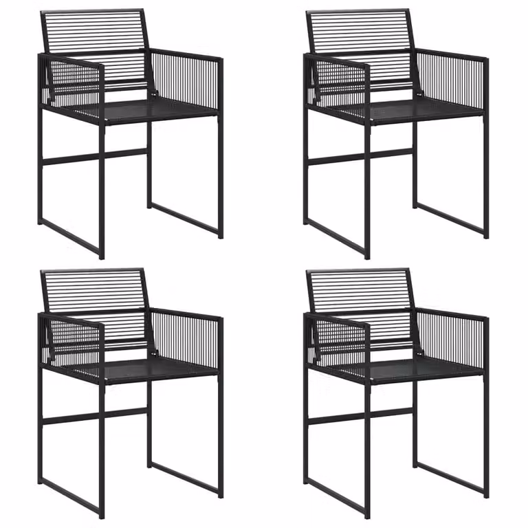 Berkfield Home Beautiful Set of 4 Black Poly Rattan and Steel Garden Chairs