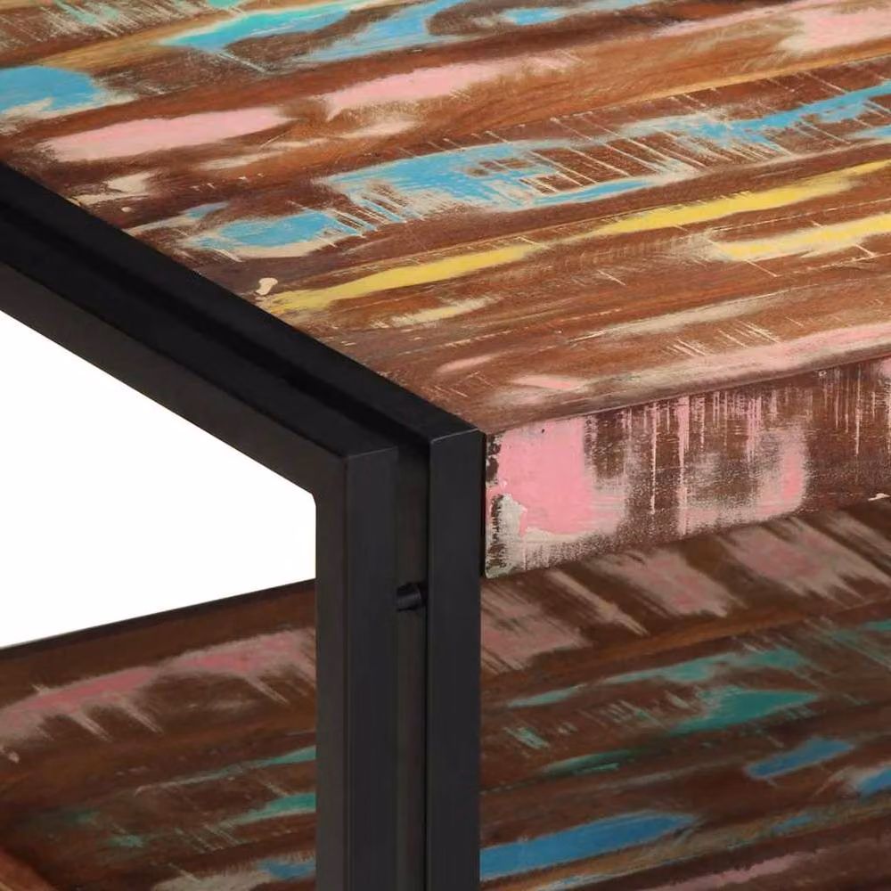Berkfield Home Multicolour Reclaimed Solid Wood Coffee Table, W: 70 cm, D: 50 cm, H: 38 cm – 3
