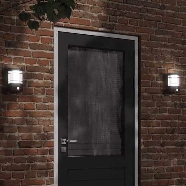 Berkfield Home Set of 2 Black Stainless Steel Outdoor Wall Lights with Motion Sensor