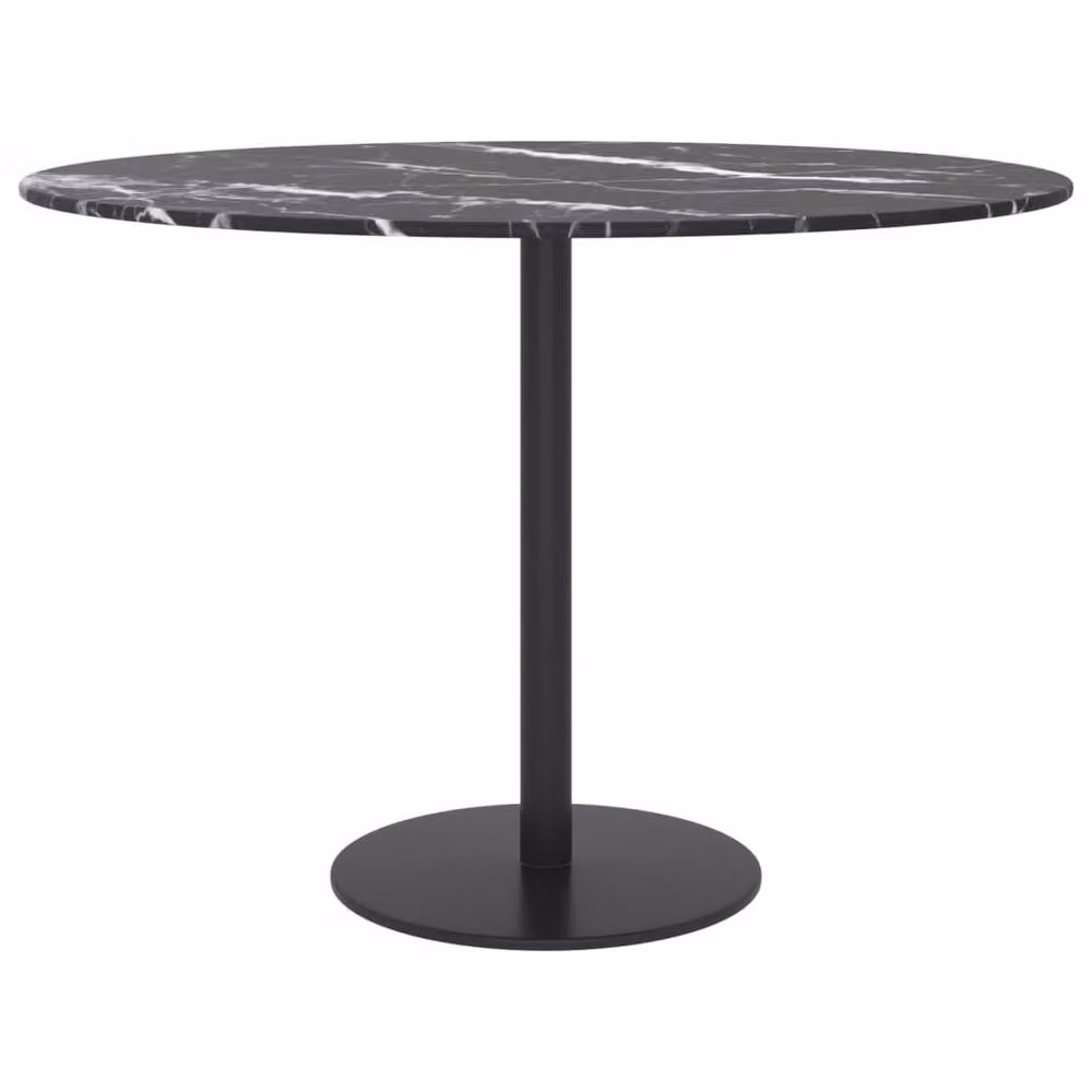 Berkfield Home Black Marble Design Tempered Glass Table Top, Diameter: 60 cm, Thickness: 0.8 cm – 3