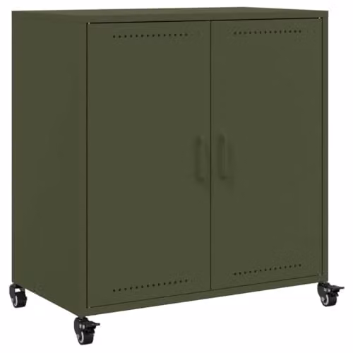 vidaXL Industrial Metal Sideboard in Olive Green, W: 68 cm, D: 39 cm, H: 72 cm