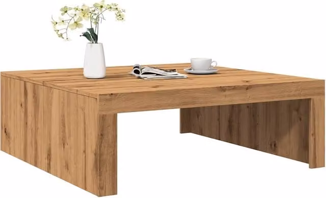 Berkfield Home Artisan Oak Coffee Table, Brown, W/D/H: 100 x 100 x 35 cm