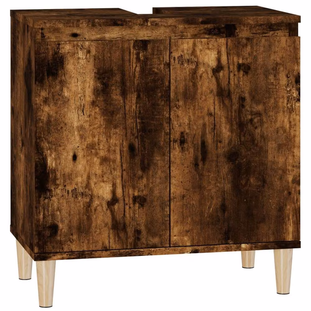 Berkfield Home Smoked Oak Sink Cabinet in Brown, W/D/H: 58 x 33 x 60 cm – 2