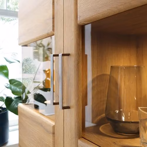 Furniture To Go Cortina Tall Glazed Display Cabinet in Brown Oak, H 195.0 x W 37.4 x D 48.7 cm – 4
