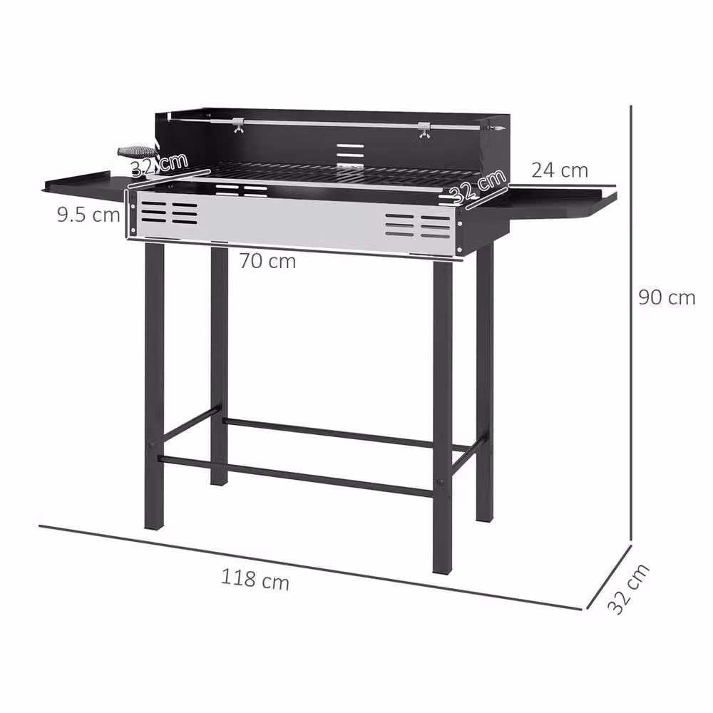 KORVIXA Charcoal Barbecue Rotisserie Grill Roaster in Black, W/D/H: 118 x 90 x 32 cm – 2