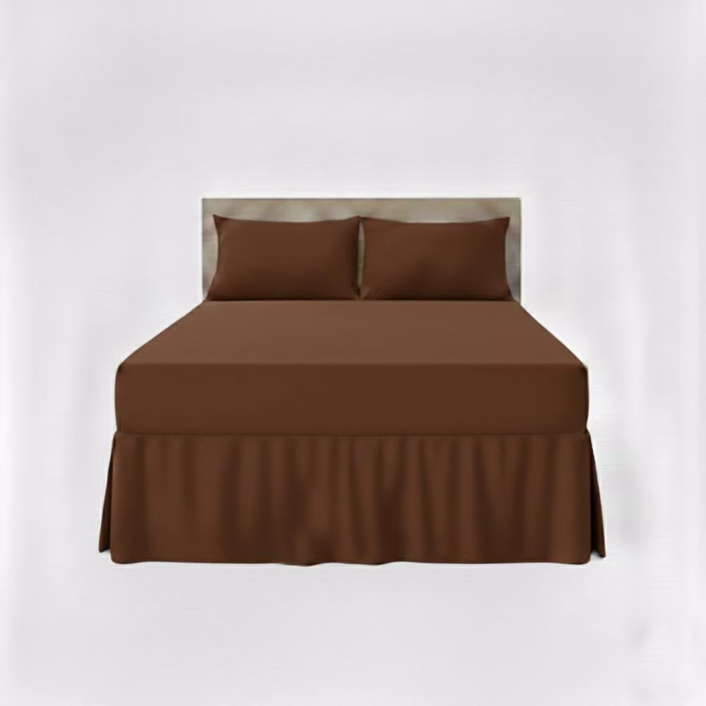 Snug City Brown Polycotton Fitted Valance Bed Sheet with Frill, Super King Size – 2