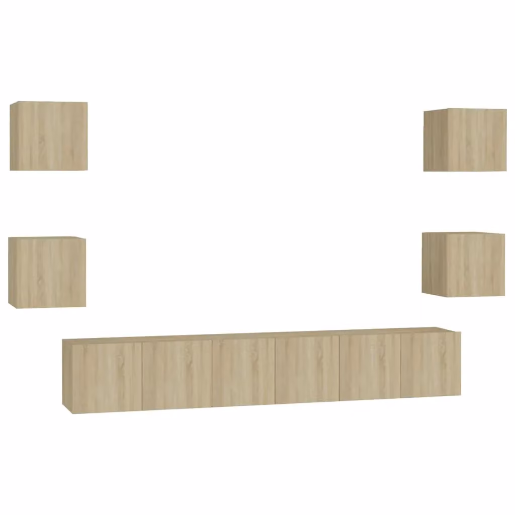Berkfield Home 7 Piece Sonoma Oak TV Cabinet Set in Brown and Beige – 2