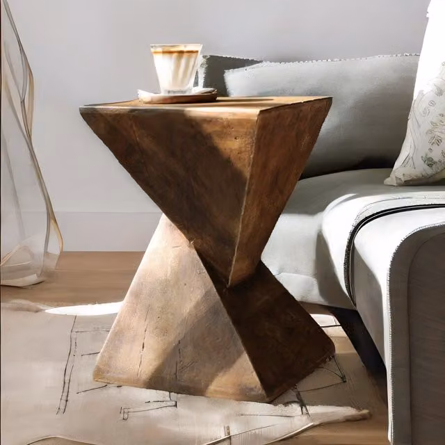 Pirlo Plush Industrial Concrete Side Table in Brown, W/D/H: 30.5 x 30.5 x 46 cm