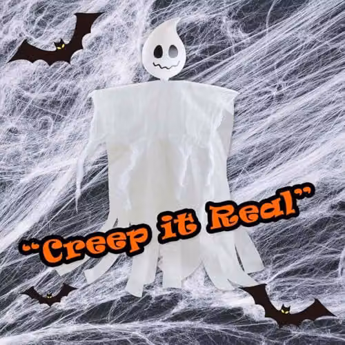 VFM e-Store White Hanging Ghost Halloween Decoration, 60cm – 6