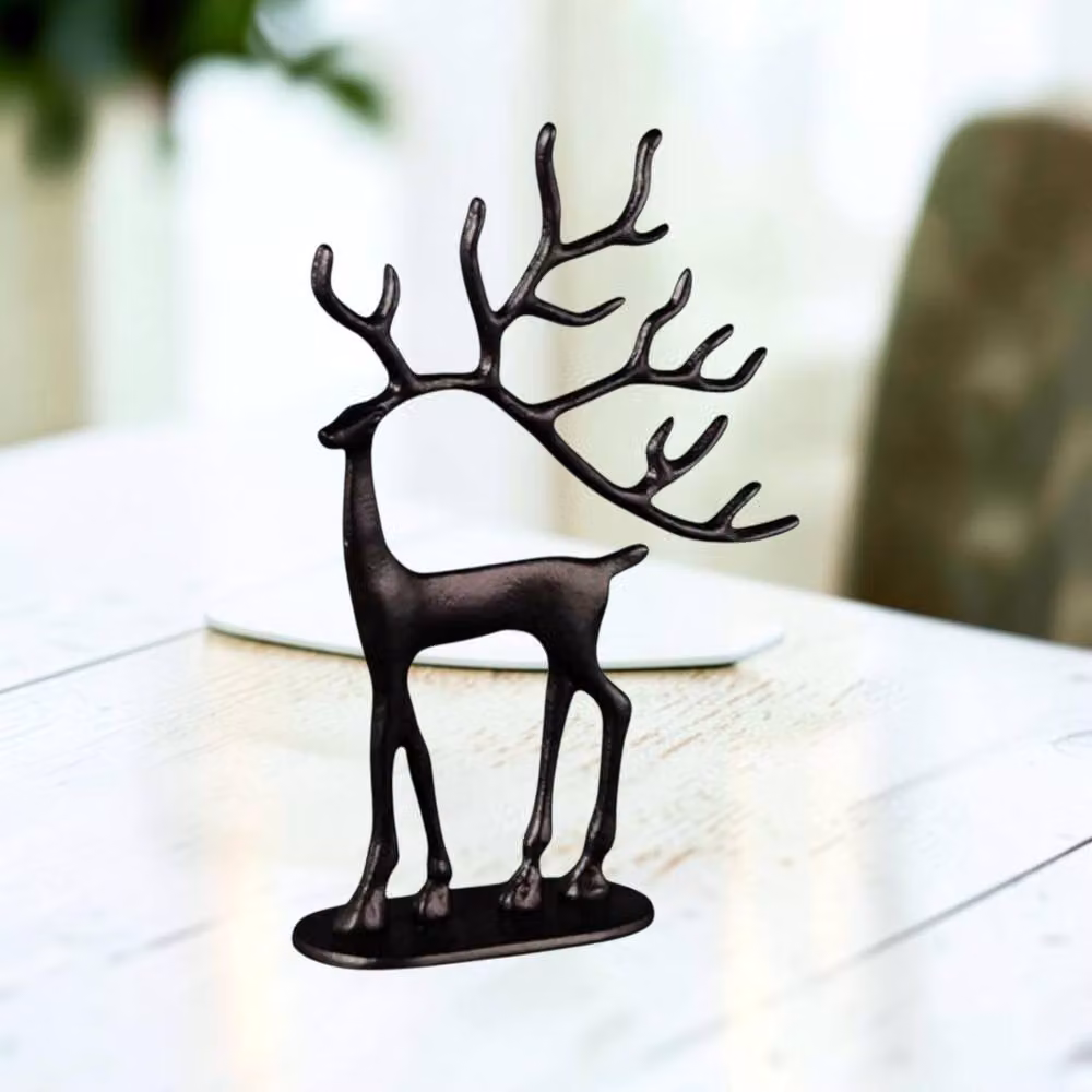 Four Candle Black Metal Reindeer Christmas Figurine, Height: 39 cm – 2