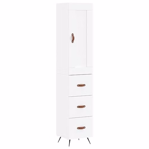 vidaXL Modern White Highboard with Hinged Doors and Internal Shelves, W/D/H: 34.5 x 34 x 180 cm – 1