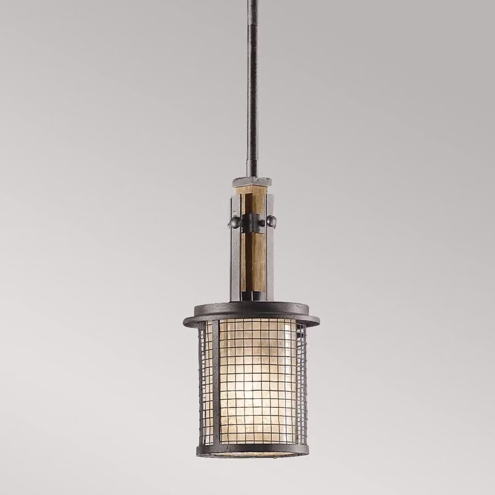 Netlighting Ahrendale Grey Metal 1 Light Cylinder Mini Pendant Ceiling Light with E27 Socket – 2