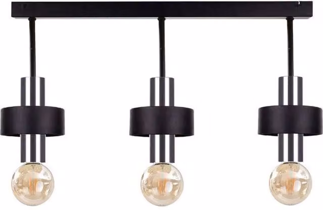 Netlighting Unica Modern Ceiling Spotlight Bar in Black and Silver, 60 cm, 3x E27