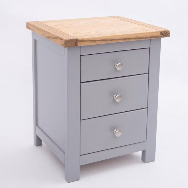 Cabinet Bits Mirano 3 Drawer Bedside Cabinet in Grey Ash Wood