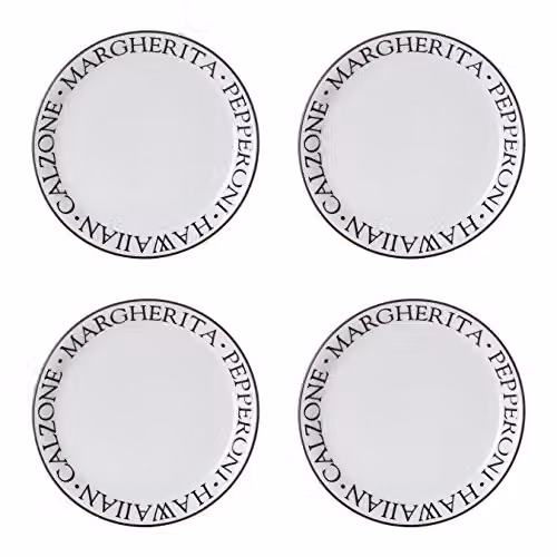 Orsina Set of 4 Monochrome Porcelain Pizza Plates in White and Black, W/D/H: 23 x 23 x 2 cm – 1