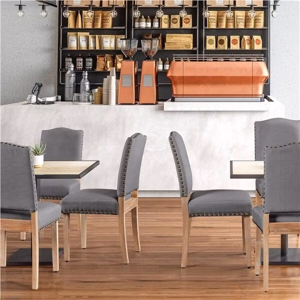 KORVIXA Modern Upholstered Fabric Kitchen and Dining Chairs in Grey and Bronze – 3