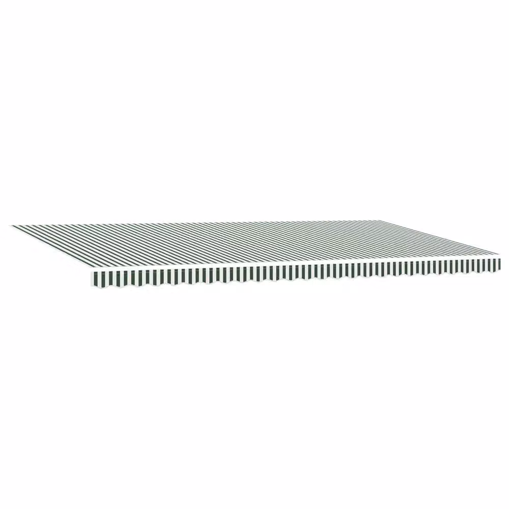 Berkfield Home Manual Retractable Wall-Mounted Garden Awning with LED, Green and White Striped, W: 600 cm, D: 300 cm – 2