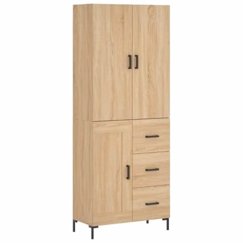 vidaXL Modern Highboard in Sonoma Oak, Brown, W/D/H: 69.5 x 34 x 180 cm