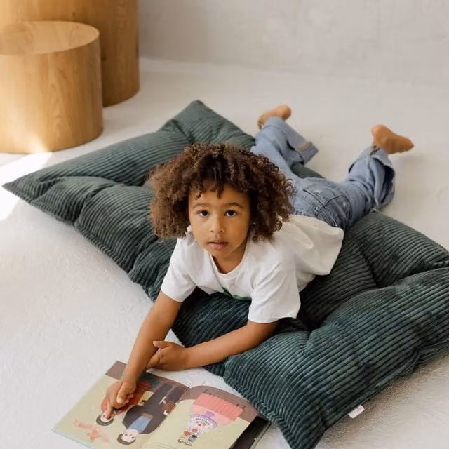 MiniCamp Corduroy Floor Cushion in Petrol Green, W/D/H: 125 x 70 x 1 cm – 1