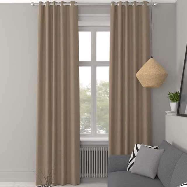 Simply Collection Beige Blackout Eyelet Fabric Panel Curtain