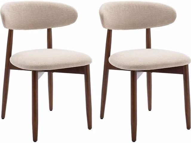 Nordara Set of 2 Beige Upholstered Oak Dining Chairs – 1