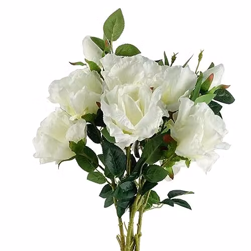 Leaf Design White Artificial Rose Floral Arrangement – 1