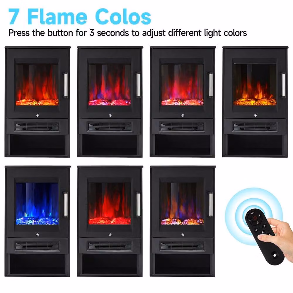 PAWNORA Panorama Electric Fire Stove in Black with Glass Finish – 3
