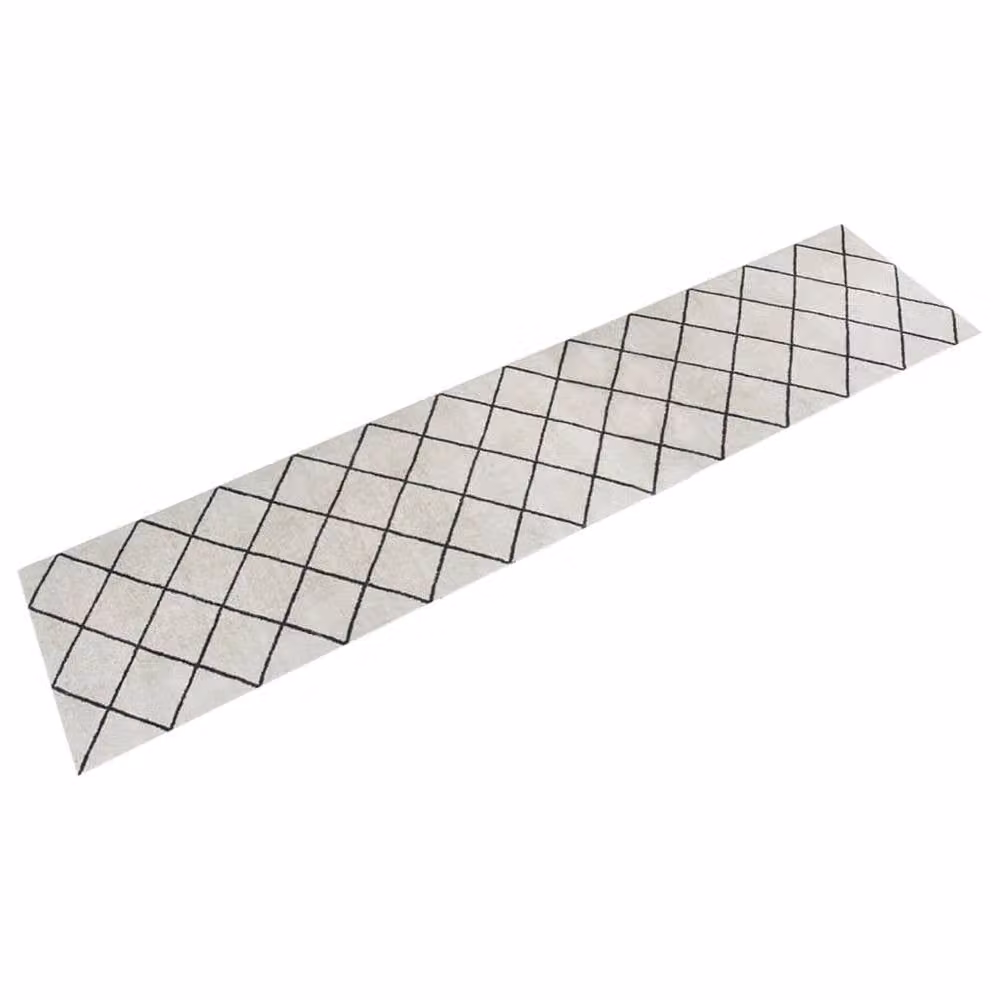 Berkfield Home Washable Velvet Kitchen Rug in Light Beige, W/D/H: 60 x 300 cm