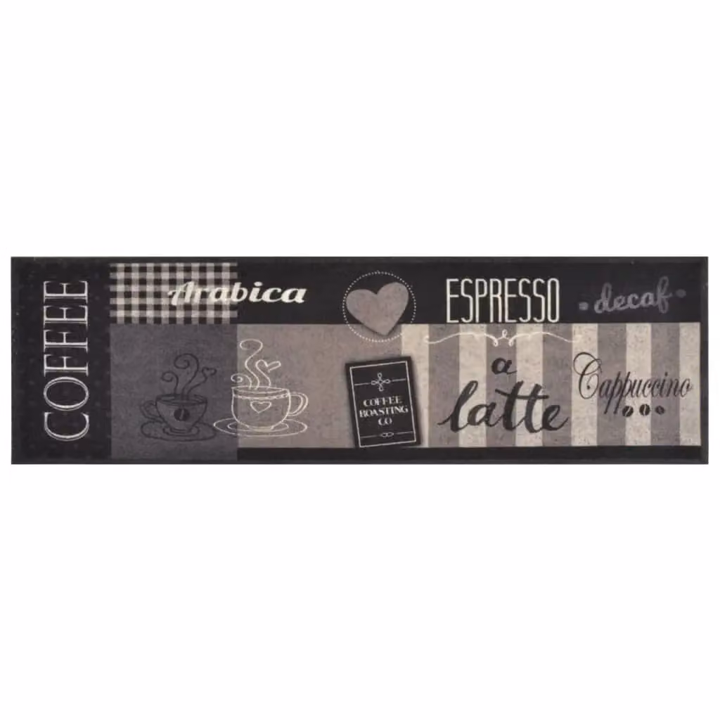 Berkfield Home Washable Velvet Kitchen Rug in Black and Multicolour, W: 45 cm, L: 150 cm – 2