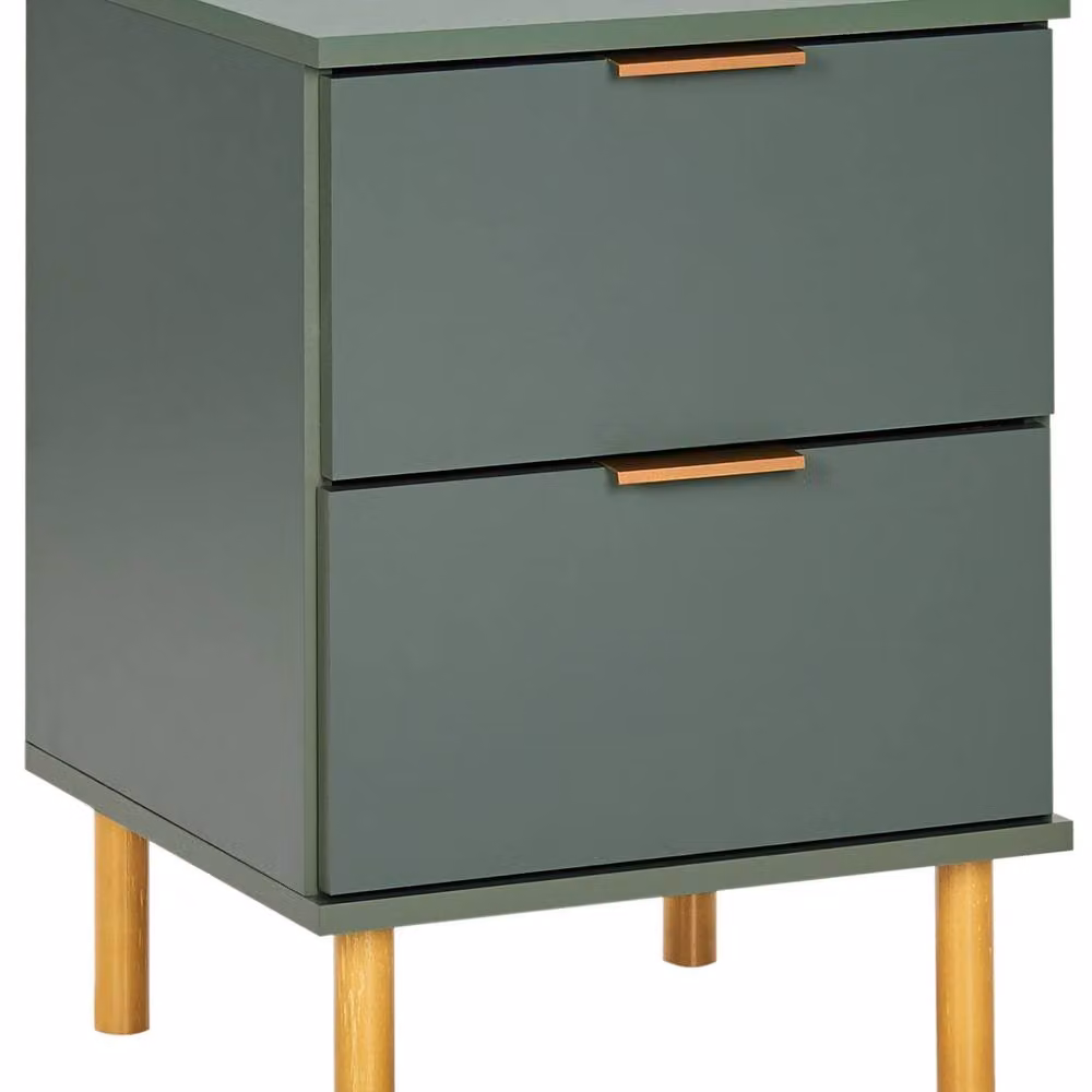 Wyld and Coco Green and Gold 2-Drawer Bedside Table Nightstand – 2
