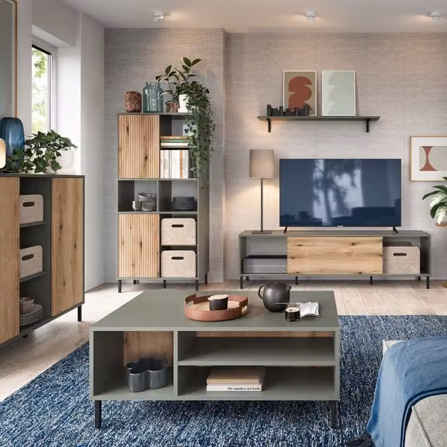 Furniture To Go Darwin Modern Green Oak Wood TV Cabinet