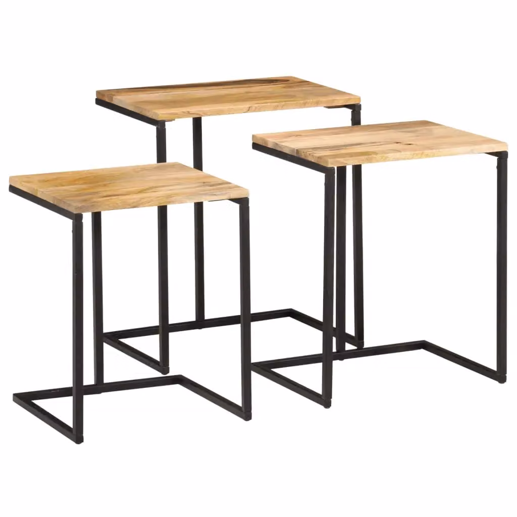 Berkfield Home Nesting Tables, Set of 3, Solid Acacia Wood, Brown – 2