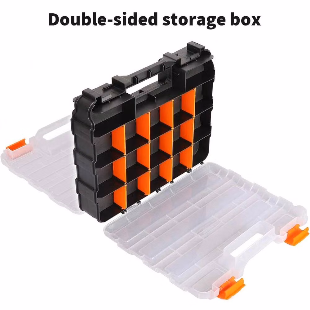 FLAVORA 34 Compartment Parts Storage Organiser Box in Black and Orange – 2