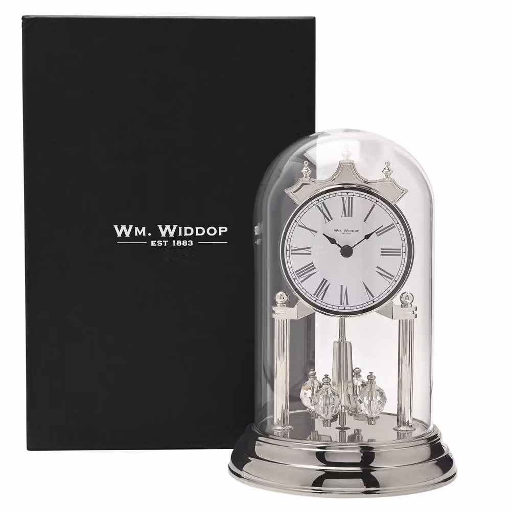 William Widdop Silver Rotating Pendulum Anniversary Tabletop Clock – 3