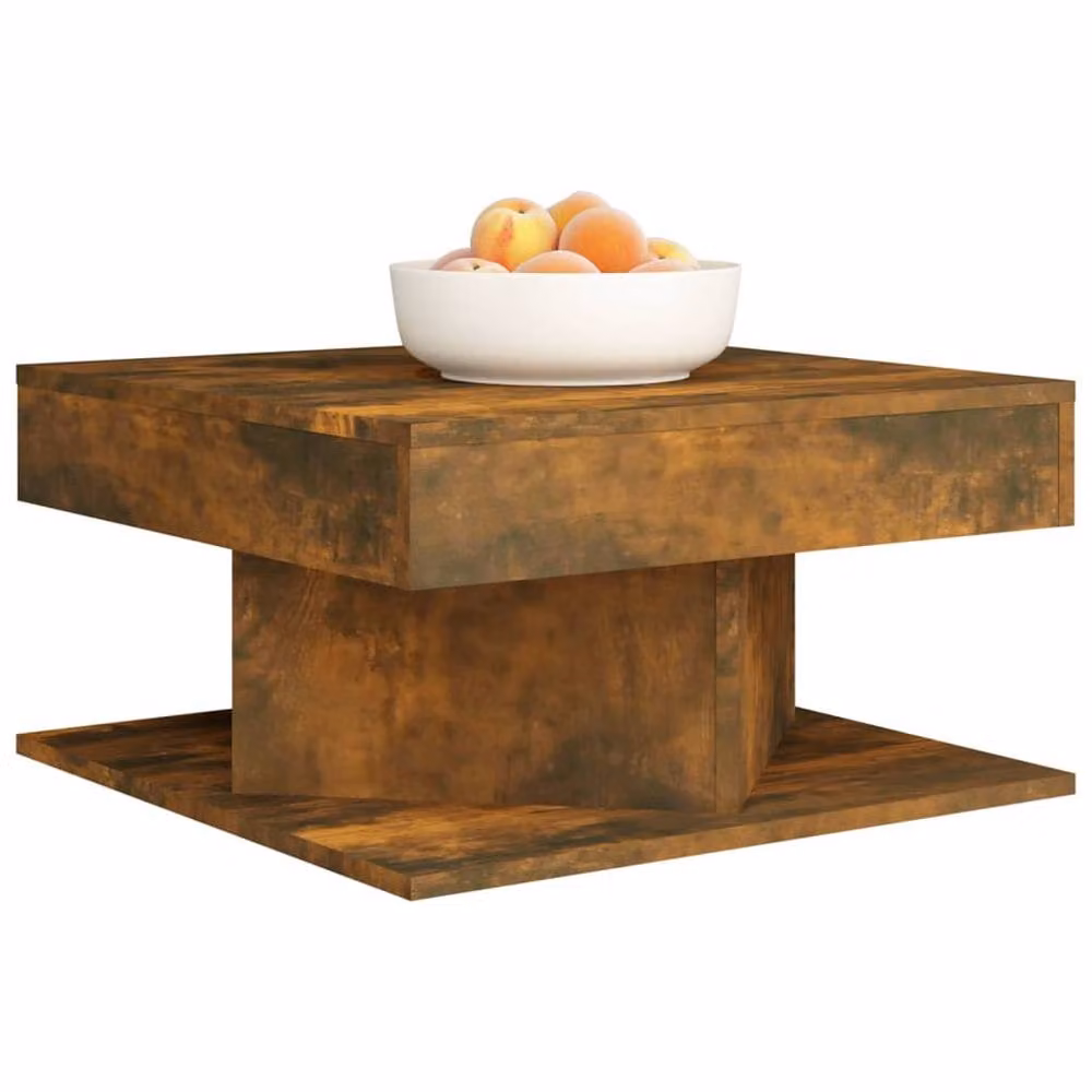 Berkfield Home Smoked Oak Coffee Table in Brown, W/D/H: 57 x 57 x 30 cm – 3