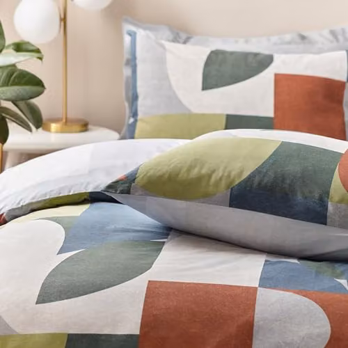 HOEM Siresa Geometric Reversible Cotton Blend Duvet Cover Set in Multicolour Bronze, 140 x 200 cm – 2