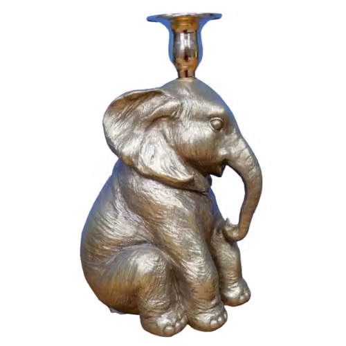 Gifts Direct 2 U Gold Elephant Candle Holder for Taper or Pillar Candles – 1