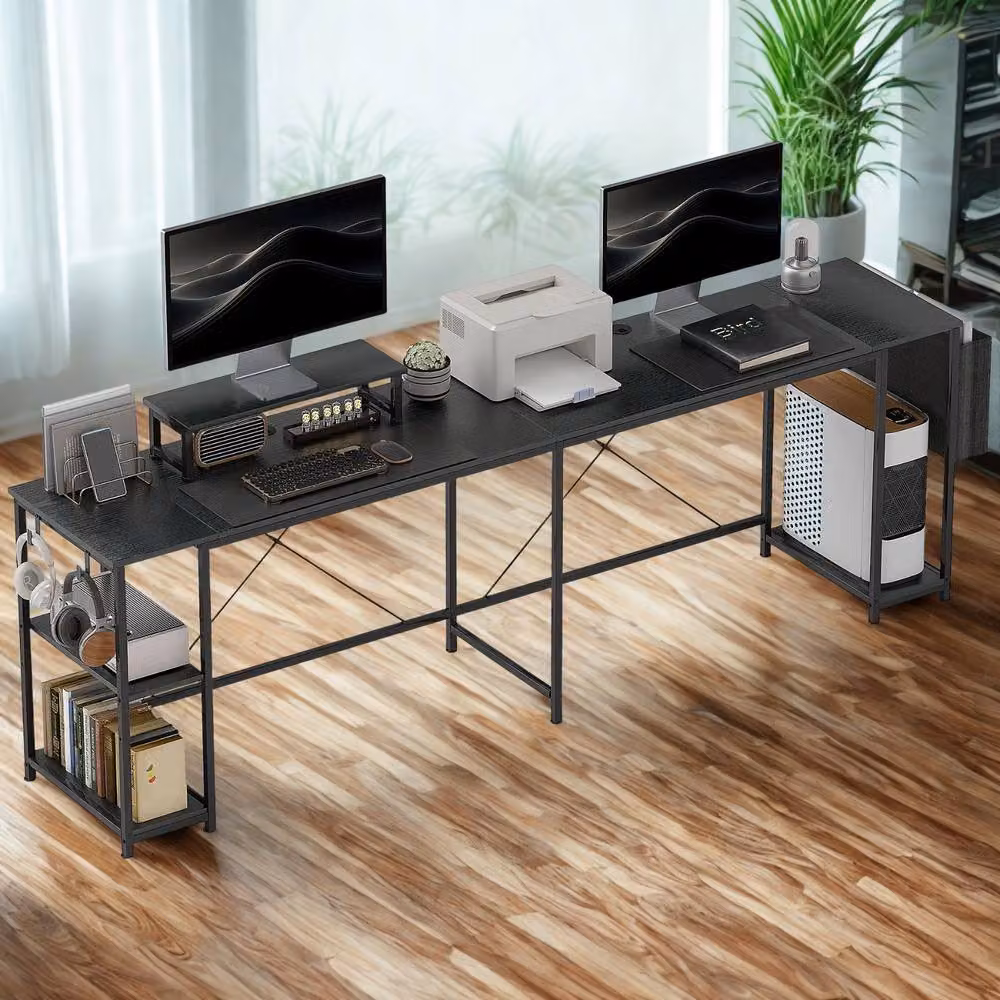 FURNOS Industrial L Shaped Corner Computer Desk in Black, W/D/H: 168 x 120 x 76 cm – 2