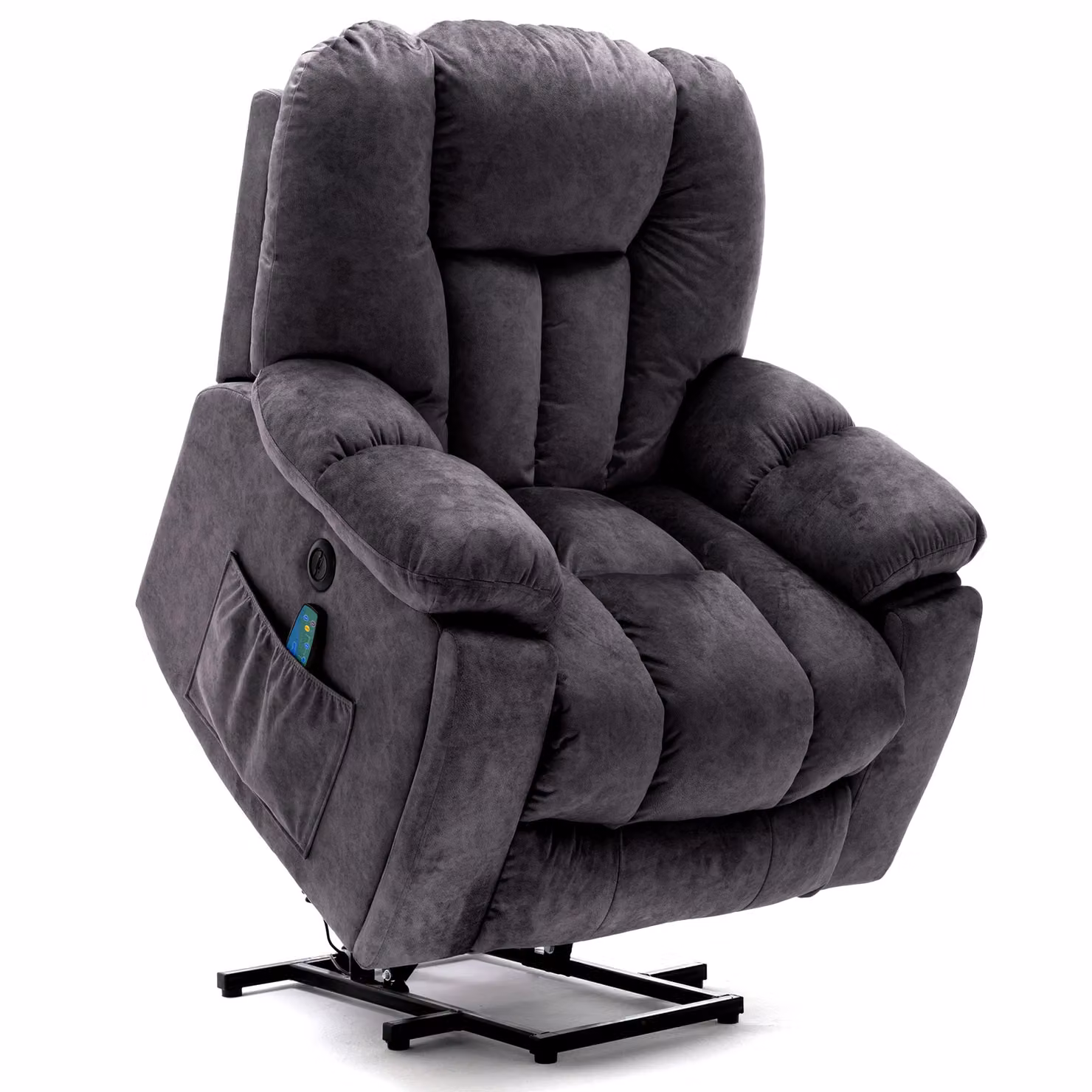Aosom Grey Power Lift Electric Recliner Chair with Heat, Vibration, USB Ports and Side Pockets, W/D/H: 100 x 95 x 105 cm – 2