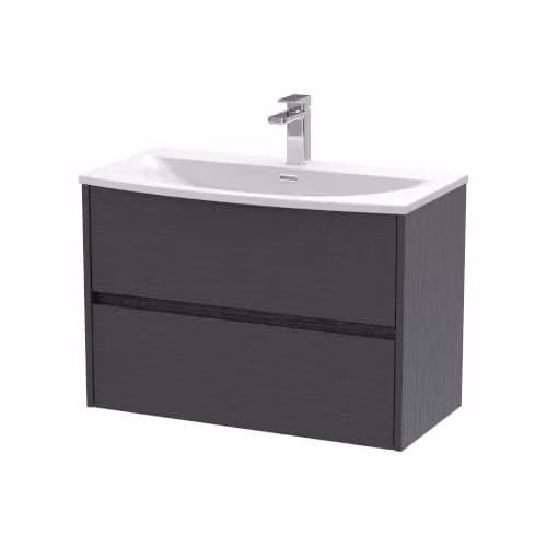Balterley Modern Wall Hung 2 Drawer Bathroom Vanity Unit with Basin, Graphite Grey, W/D/H: 81.0 x 44.0 x 56.4 cm – 5
