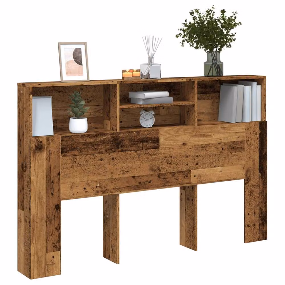 Berkfield Home Headboard Cabinet in Old Wood Brown, W: 160 cm, D: 19 cm, H: 103.5 cm – 2